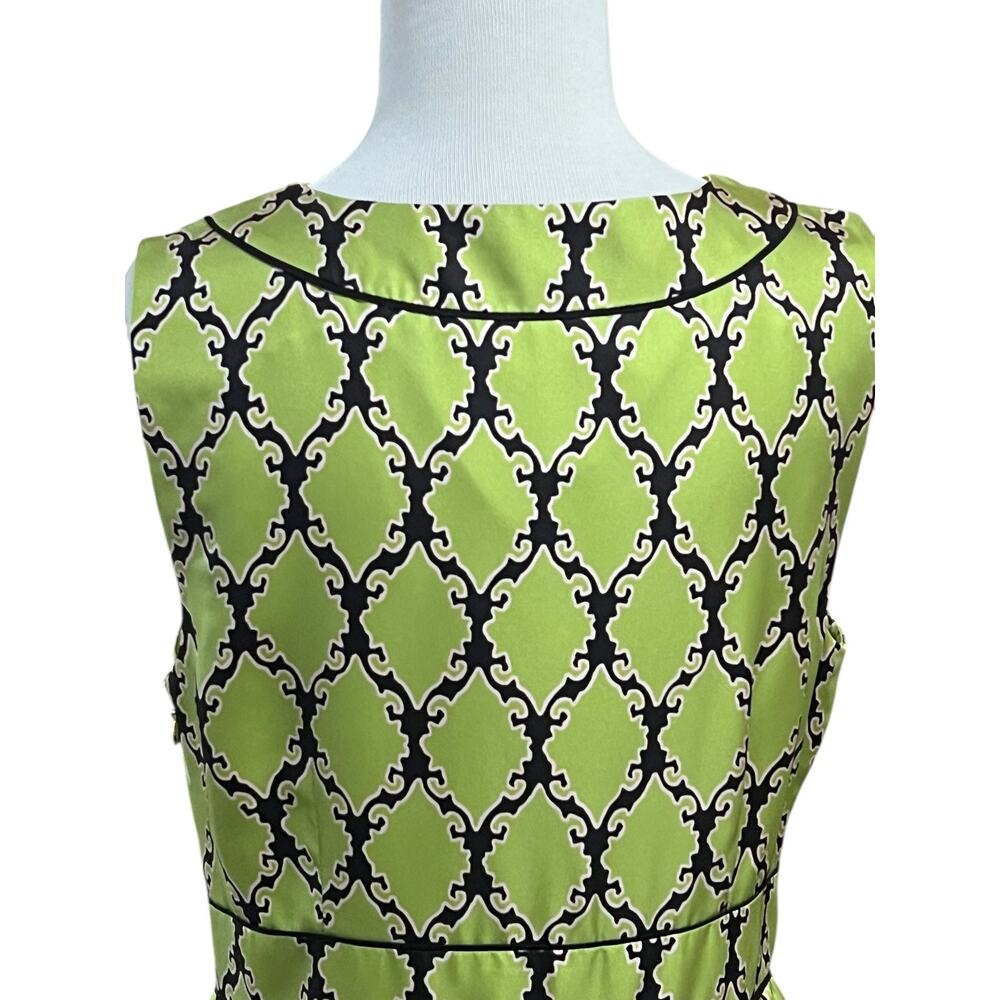 Kate Spade Green Silk Midi Lined Dress 8 Marie Sleeveless Tiles Damask Print - Picture 8 of 9